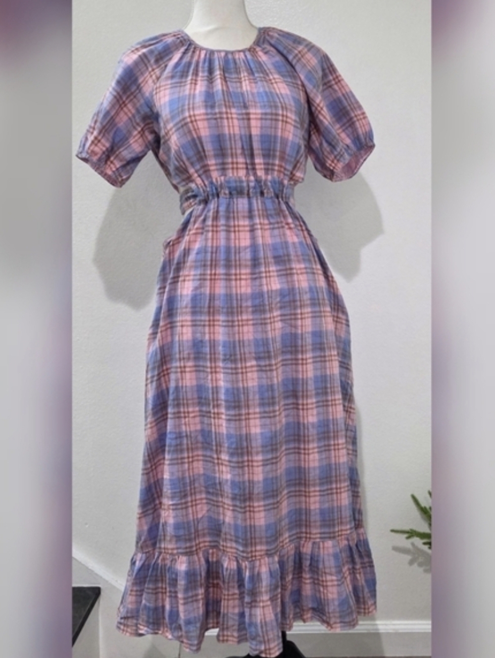 Likely Payson Side Cutout Plaid Cottagecore Tiered Ruffle Hem Dress - Picture 4 of 6